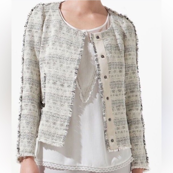 Zara Jackets & Blazers - Zara Cream/Gray Tweed Blazer Jacket